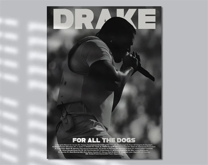Drake Black and White For All The Dogs Poster