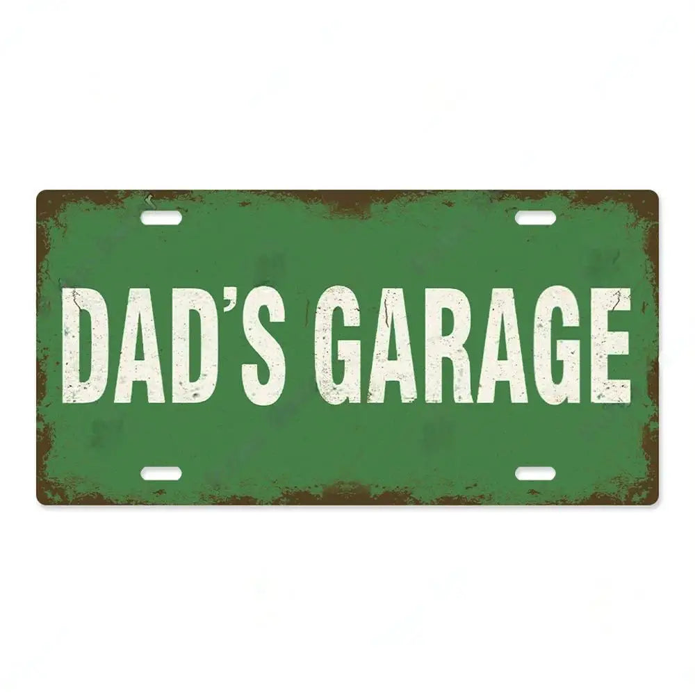 Dad's Garage Green Metal Sign Poster