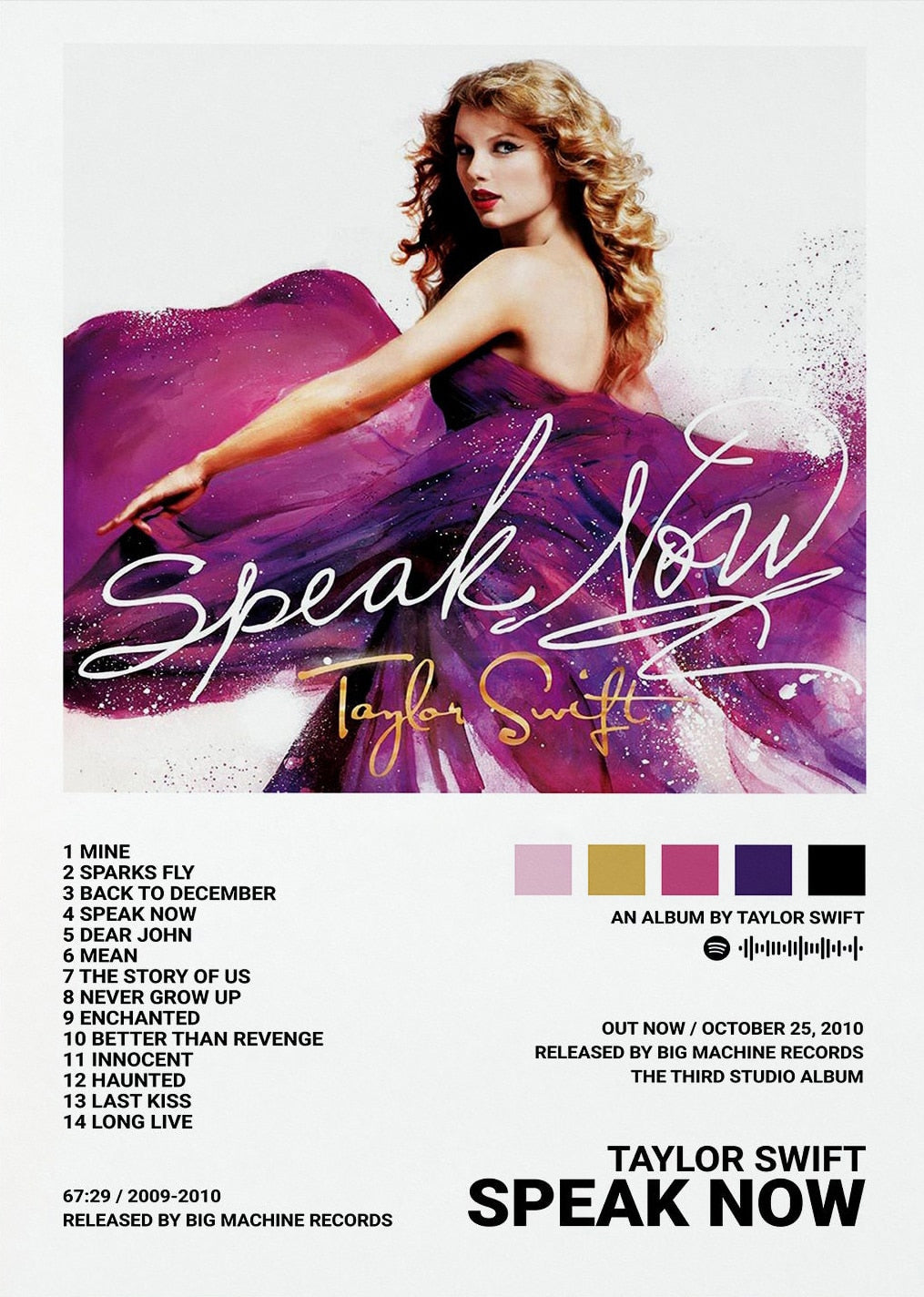 Speak Now Taylor Swift Minimalist Album Cover Poster – Aesthetic Wall Decor