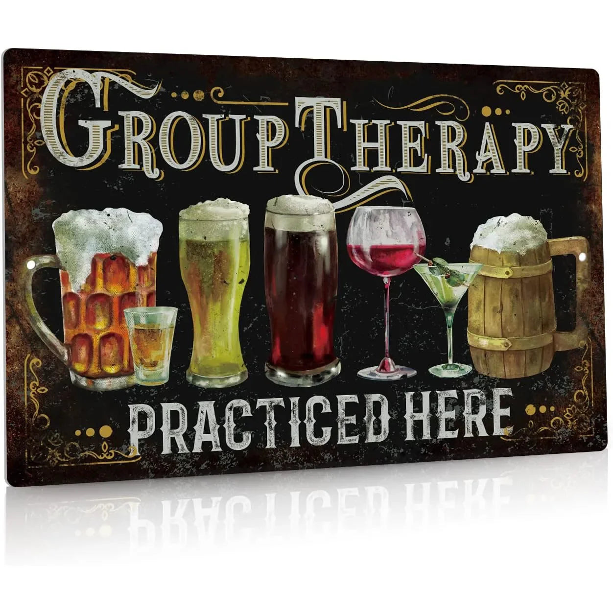 Funny Group Therapy Practiced Here Funny Bar Metal Sign Poster