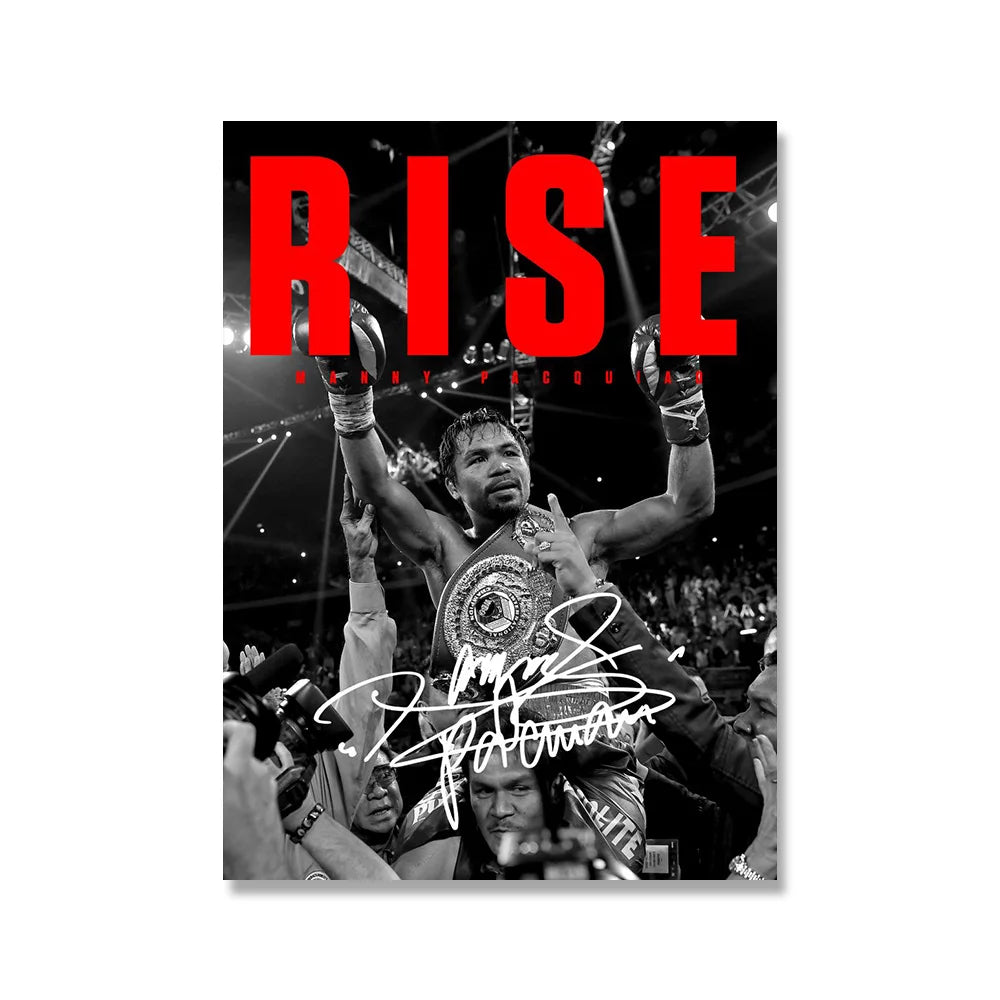 Manny Pacquiao Rise Black Red Boxing Poster
