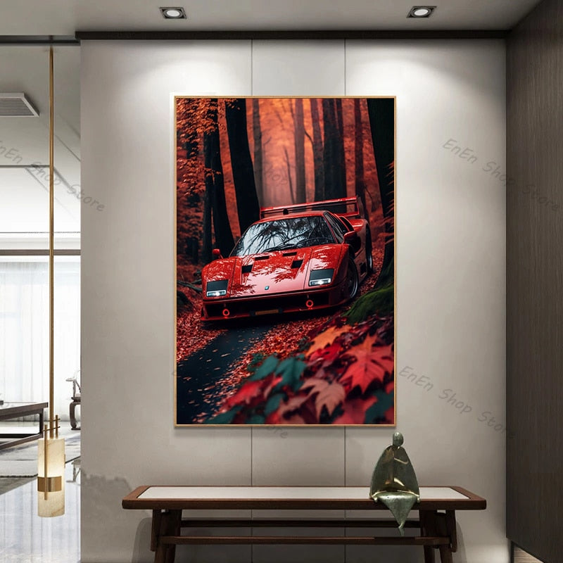 Ferrari Vintage Red Poster