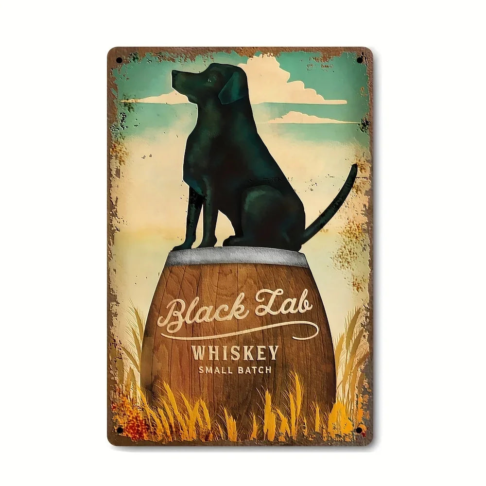 Black Lab Whiskey Vintage Bar Metal Sign Poster