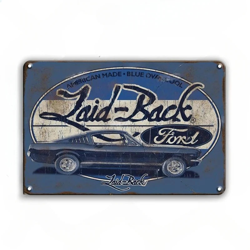 Laid Back Ford Mustang Vintage Ford Metal Sign Poster