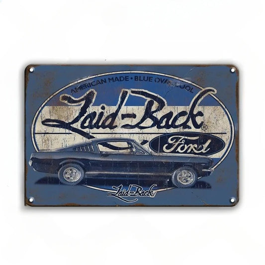 Laid Back Ford Mustang Vintage Ford Metal Sign Poster