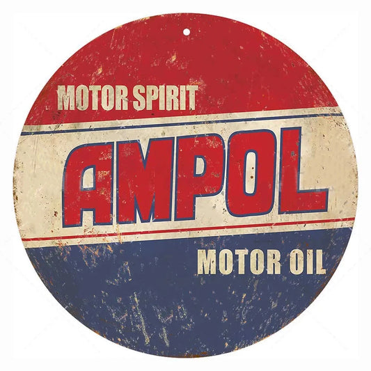 Ampol Motor Oil Vintage Mechanic Shop Garage Decor Metal Sign Poster