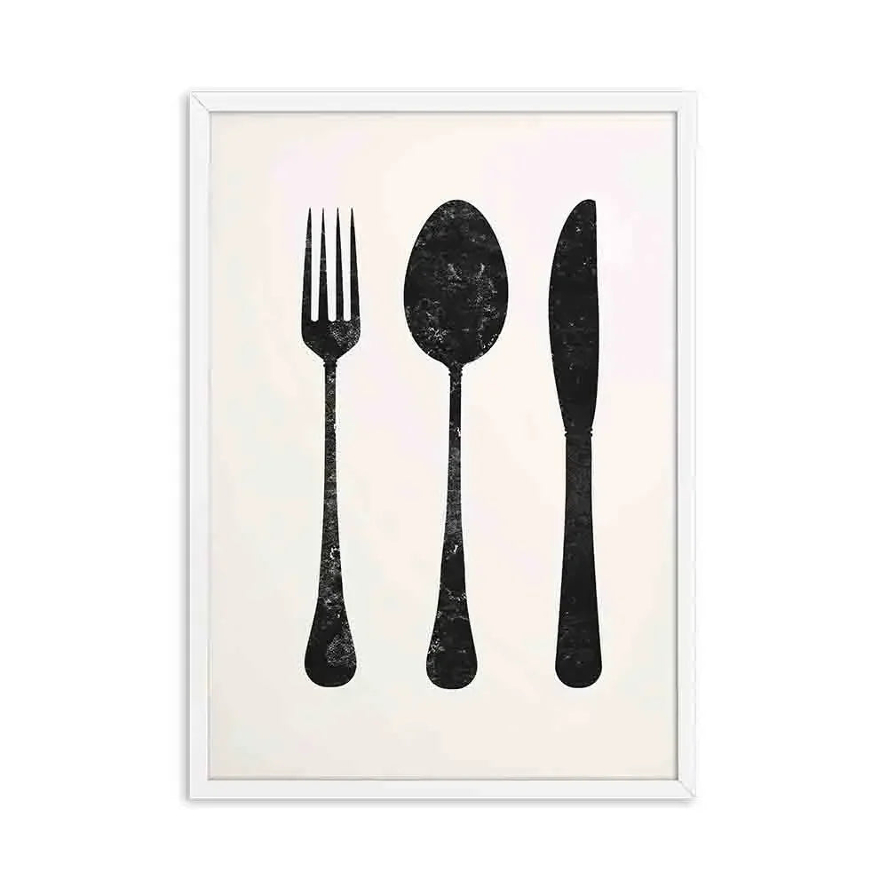 Fork Spoon and Knife Kitchen Decor Poster