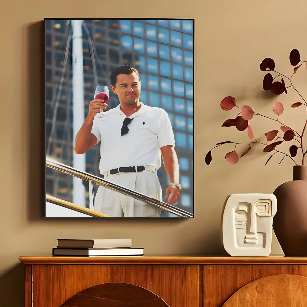 Jordan Belfort Holding Up Drink Poster