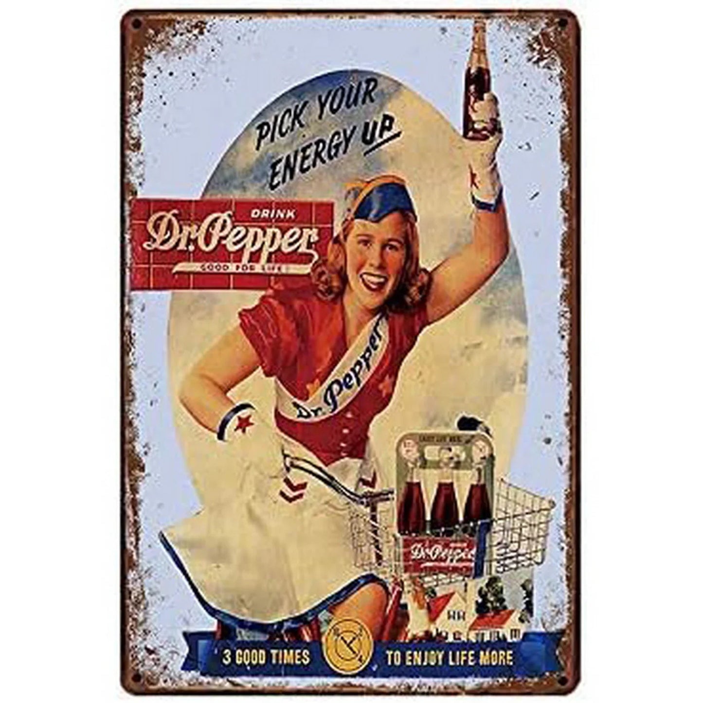 Dr. Pepper Pick Your Energy Up Woman Ad Metal Sign Poster