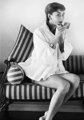 Audrey Hepburn Doing Make Up Poster