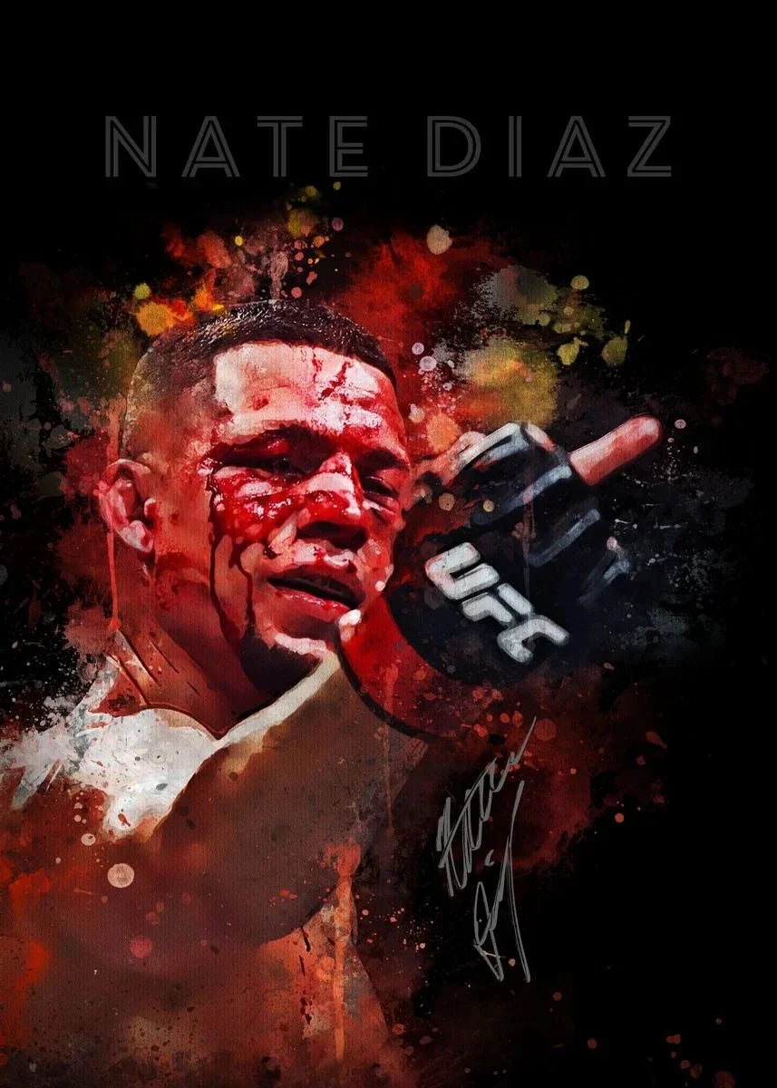 Nate Diaz Flipping Bird Painting UFC Poster