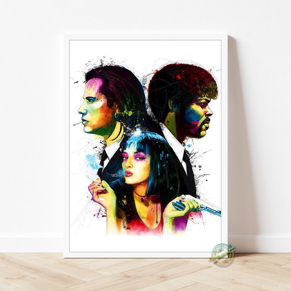 Mia Vincent Vega Jules Pulp Fiction Artwork Movie Poster