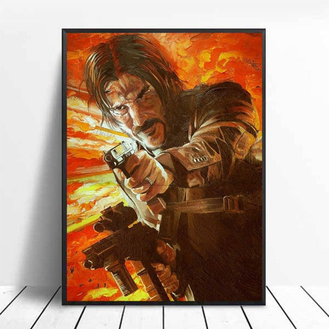 John Wick Orange Artwork Movie Poster