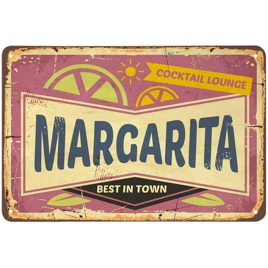 Margarita Retro Cocktail Metal Sign Poster