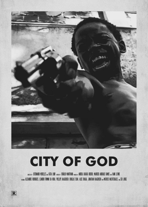 City of God Black White Minimalist Movie Poster