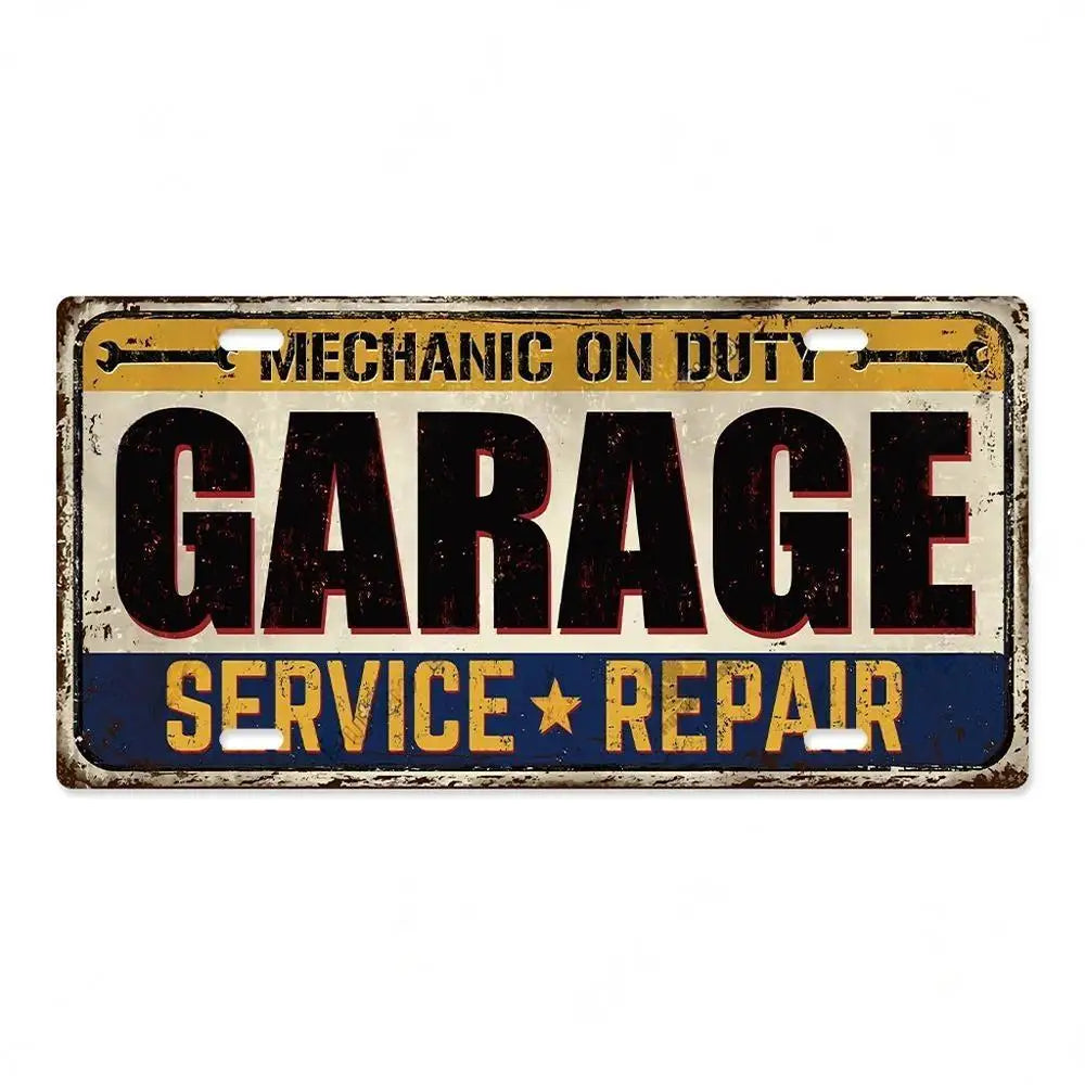 Mechanic On Duty Garage Metal Sign Poster