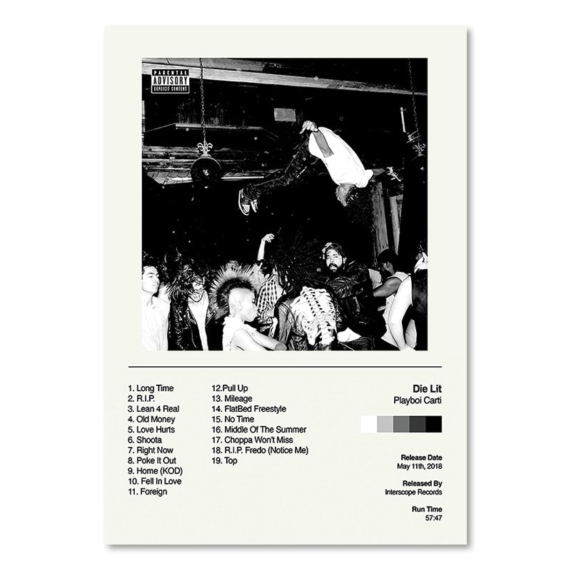 Playboi Carti Die Lit Minimalist Album Cover Poster