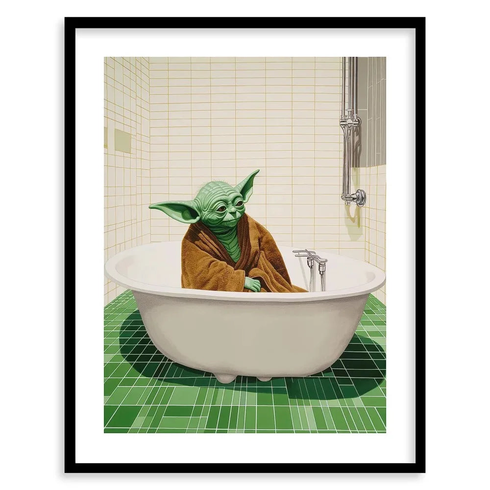 Yoda In The Tub Funny Star Wars Bathroom Poster