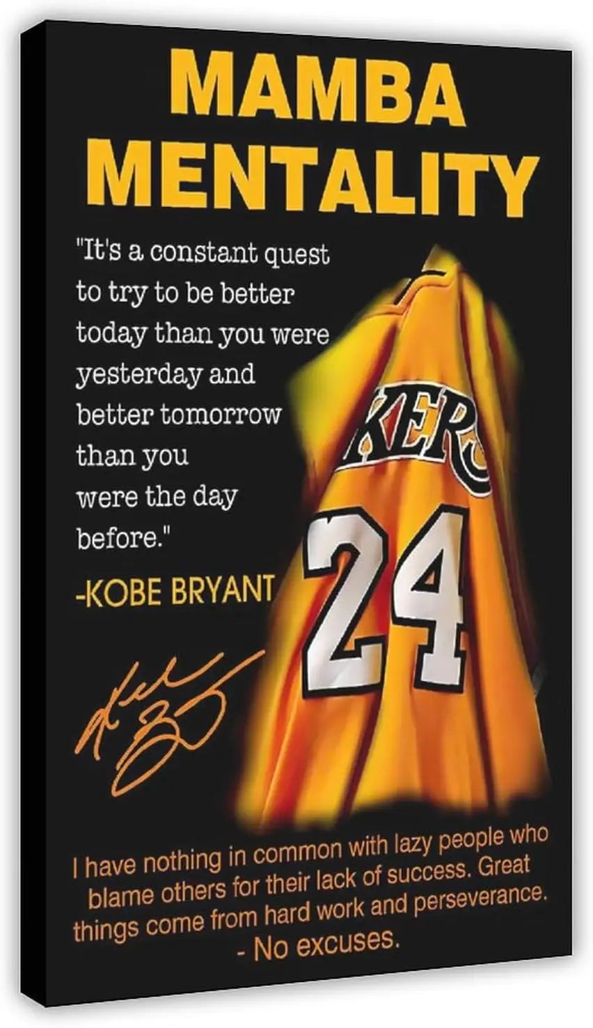 Kobe Bryant Mamba Mentality Motivational Poster