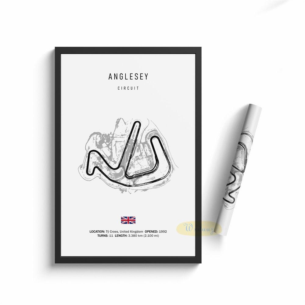 Anglesey Formula 1 Track Minimalist Motorsport Wall Art Poster - Aesthetic Wall Decor