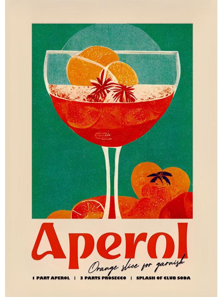 Aperol Orange Cocktail Bar Poster - Aesthetic Wall Decor