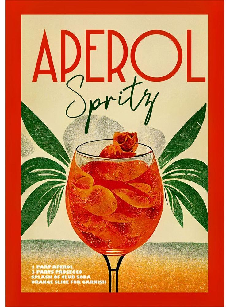 Aperol Spritz Orange Cocktail Bar Poster - Aesthetic Wall Decor