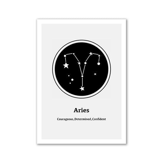 Aries Zodiac Sign Horoscope Wall Art Poster - Aesthetic Wall Decor