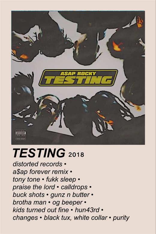 Asap Rocky Minimalist Testing Album Poster - Aesthetic Wall Decor