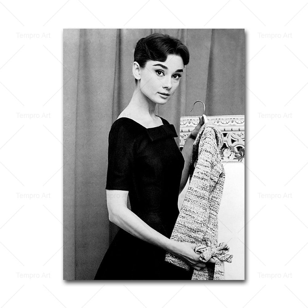 Audrey Hepburn Black White Portraits - Aesthetic Wall Decor