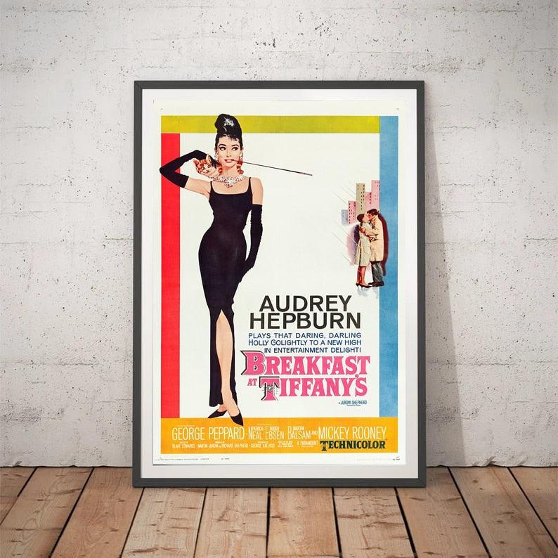 Audrey Hepburn Breakfast At Tiffany's Vintage Movie Wall Art Classic Poster - Aesthetic Wall Decor
