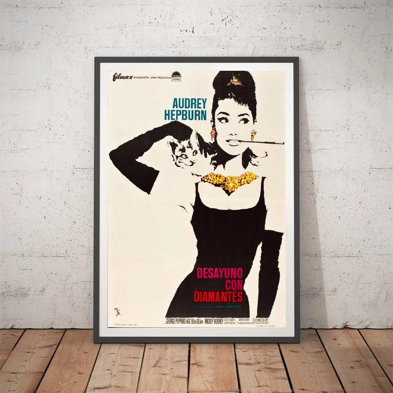 Audrey Hepburn Spanish Breakfast At Tiffany's Vintage Movie Poster - Aesthetic Wall Decor