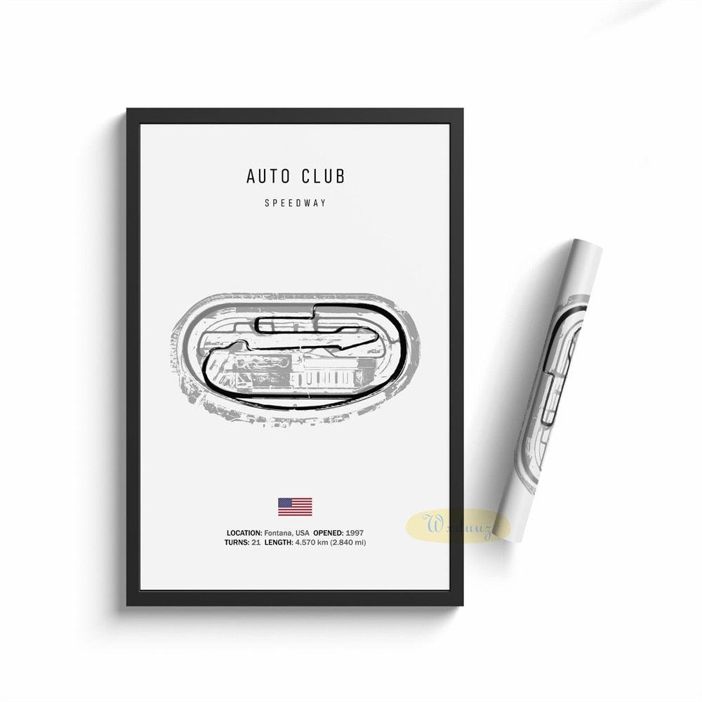 Auto Club Formula 1 Track Motorsport Wall Art Minimalist Poster - Aesthetic Wall Decor