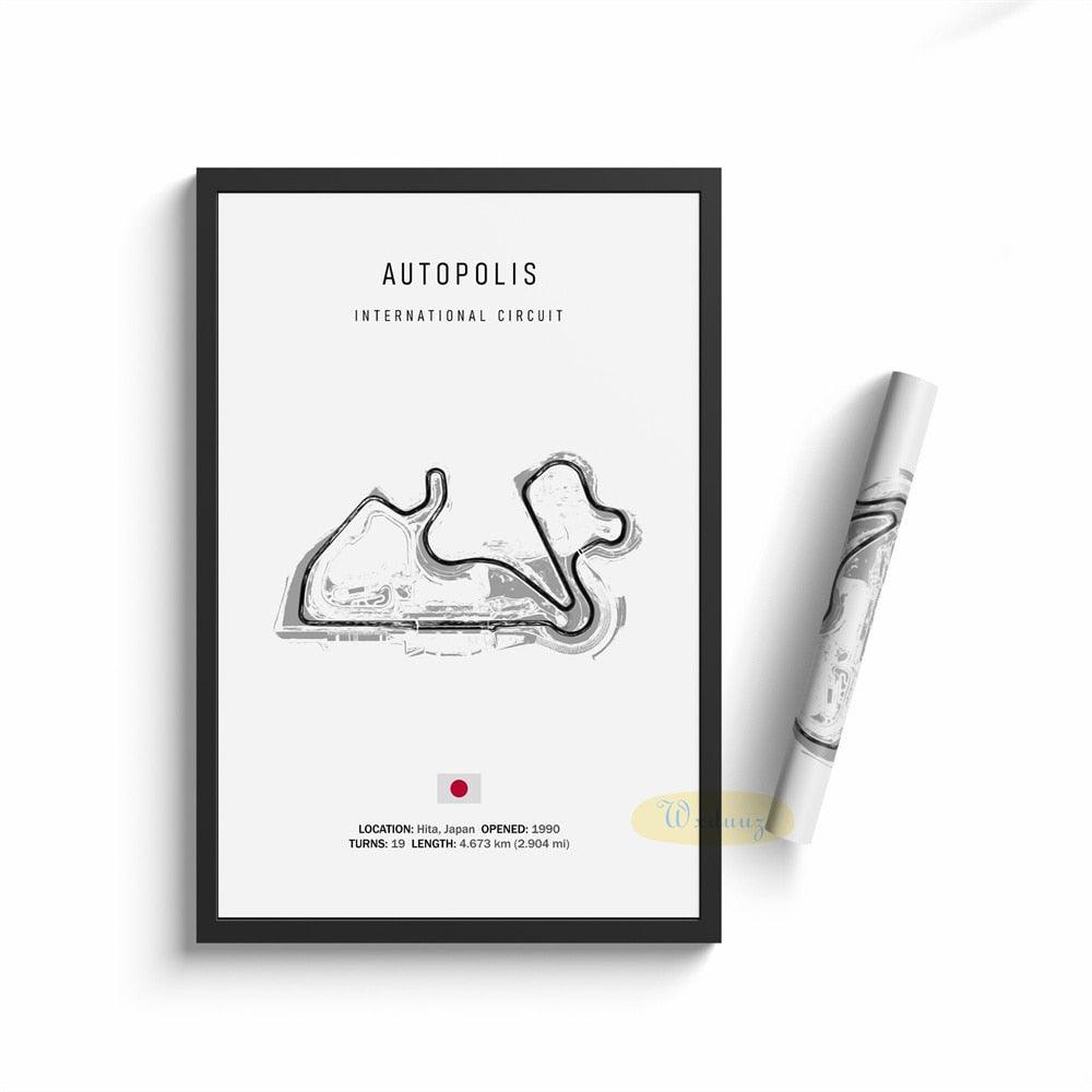 Autopolis Formula 1 Track Motorsport Wall Art Minimalist Poster - Aesthetic Wall Decor