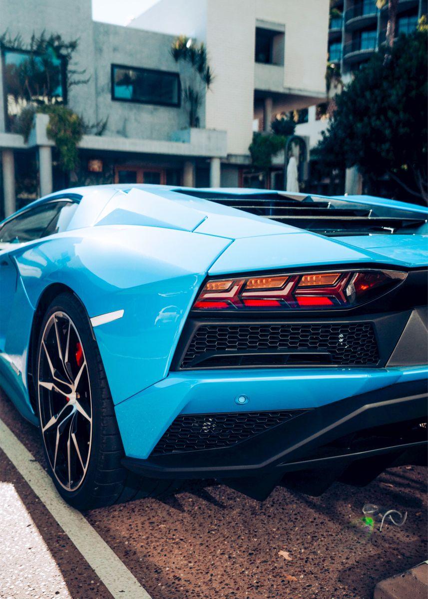 Baby Blue Lamborghini Canvas Print Supercar Poster - Aesthetic Wall Decor