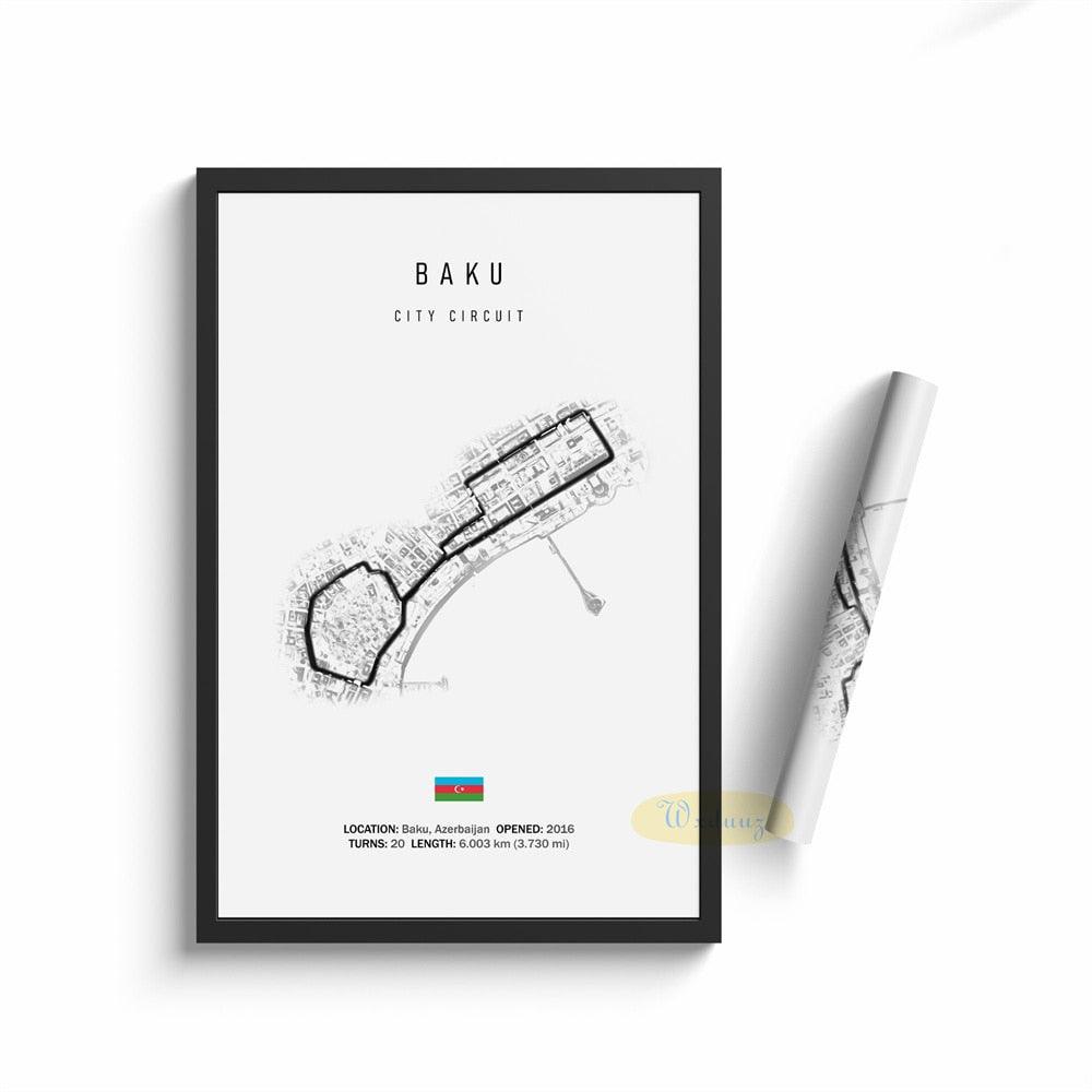 Baku Formula 1 Track Motorsport Wall Art Minimalist Poster - Aesthetic Wall Decor