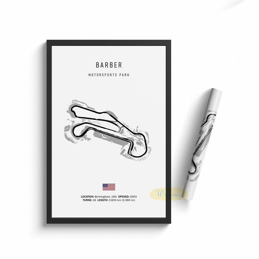 Barber Formula 1 Track Motorsports Wall Art Minimalist Poster - Aesthetic Wall Decor