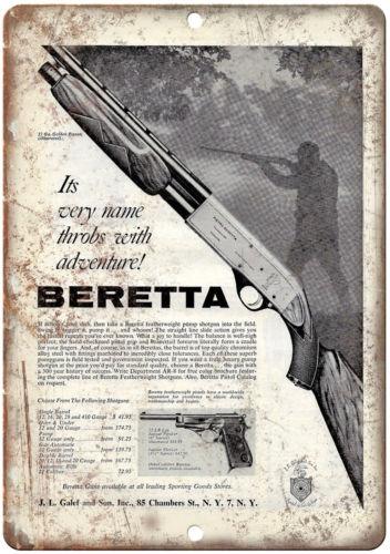 Beretta Shotgun Vintage Ad Metal Sign - Aesthetic Wall Decor
