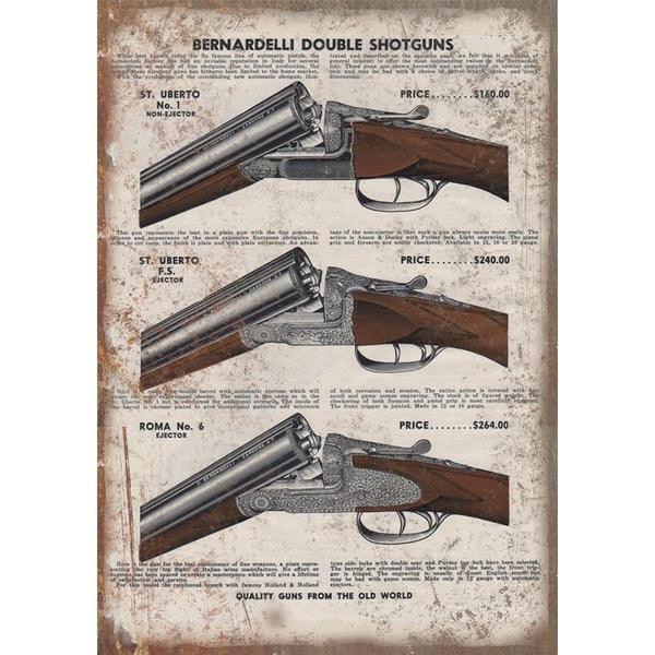Bernardelli Double Shotguns Vintage Ad Metal Sign - Aesthetic Wall Decor