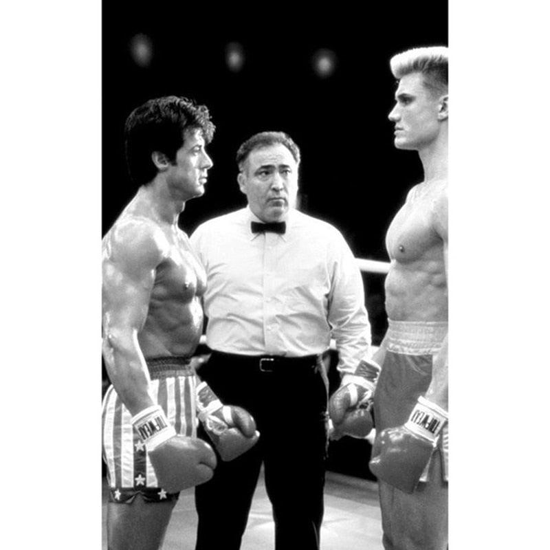 Black and White Rocky Drago Rocky IV Wall Art Vintage Poster - Aesthetic Wall Decor