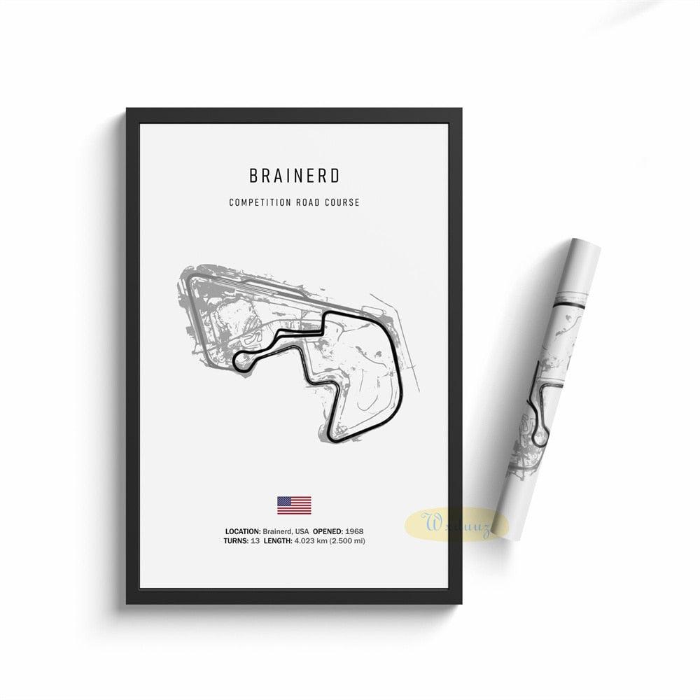 Brainerd Formula 1 Track Minimalist Motorsport Wall Art Poster - Aesthetic Wall Decor