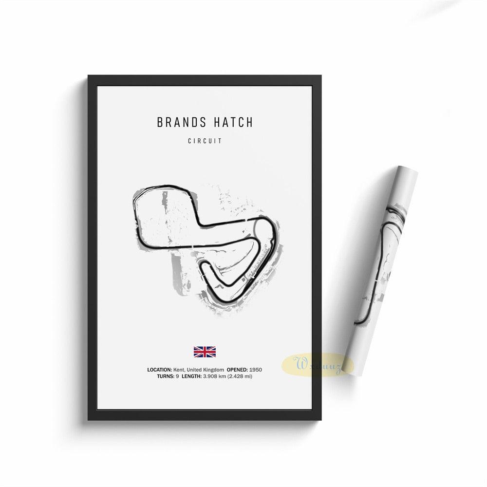 Brands Hatch Formula 1 Track Minimalist Motorsport Wall Art Poster - Aesthetic Wall Decor