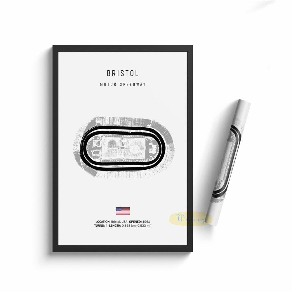 Bristol Nascar Track Minimalist Motorsport Wall Art Poster - Aesthetic Wall Decor