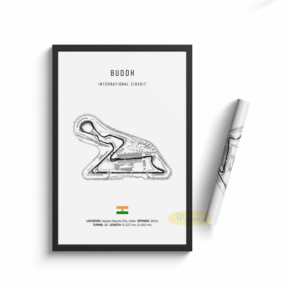 Buddh Formula 1 Track Minimalist Motorsport Wall Art Poster - Aesthetic Wall Decor