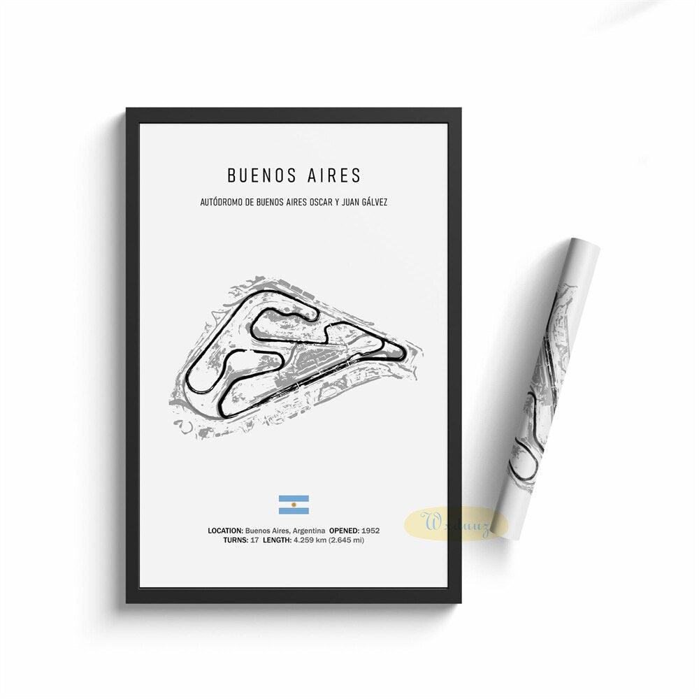 Buenos Aires Formula 1 Track Minimalist Motorsport Wall Art Poster - Aesthetic Wall Decor
