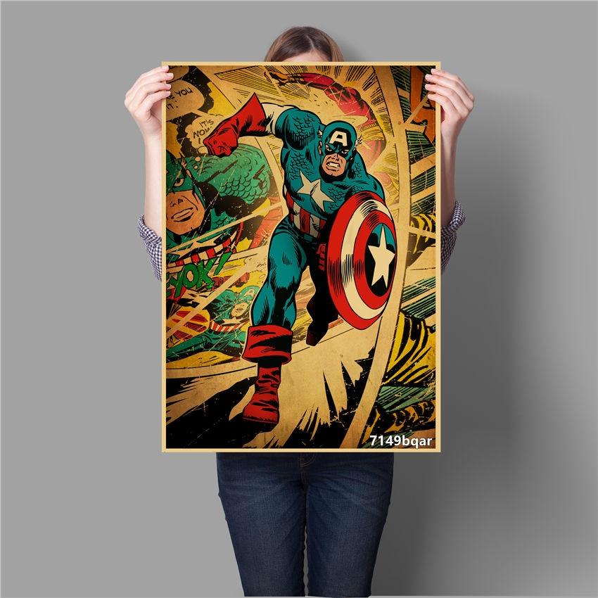 Captain America Vintage Superhero Comic Book Wall Art Poster - Aesthetic Wall Decor