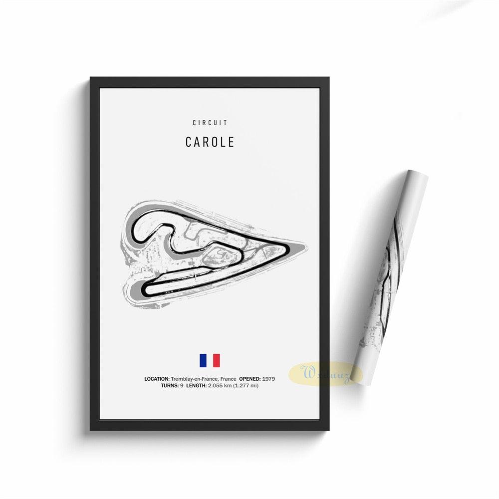 Carole Formula 1 Track Minimalist Motorsport Wall Art Poster - Aesthetic Wall Decor