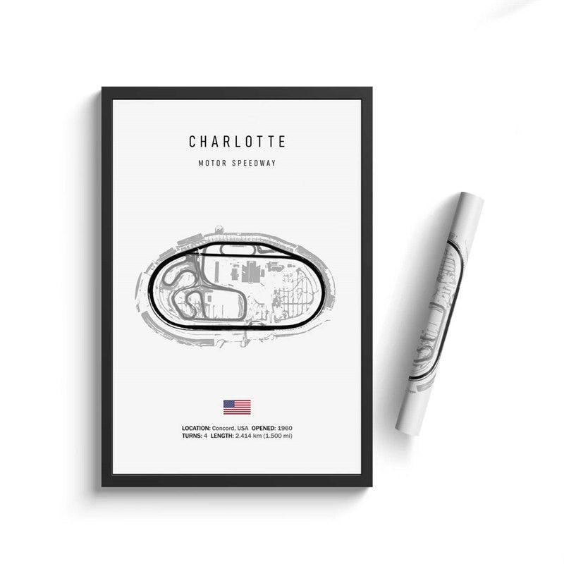 Charlotte Formula 1 Track Minimalist Motorsport Wall Art Poster - Aesthetic Wall Decor