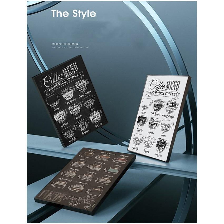 Coffee Menu Cafe Style Coffee Shop Wall Art Poster - Aesthetic Wall Decor