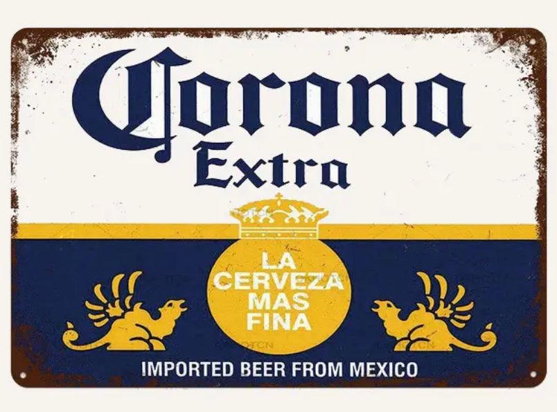 Corona Extra La Cerveza Mas Fina Vintage Corona Wall Art Metal Bar Sign