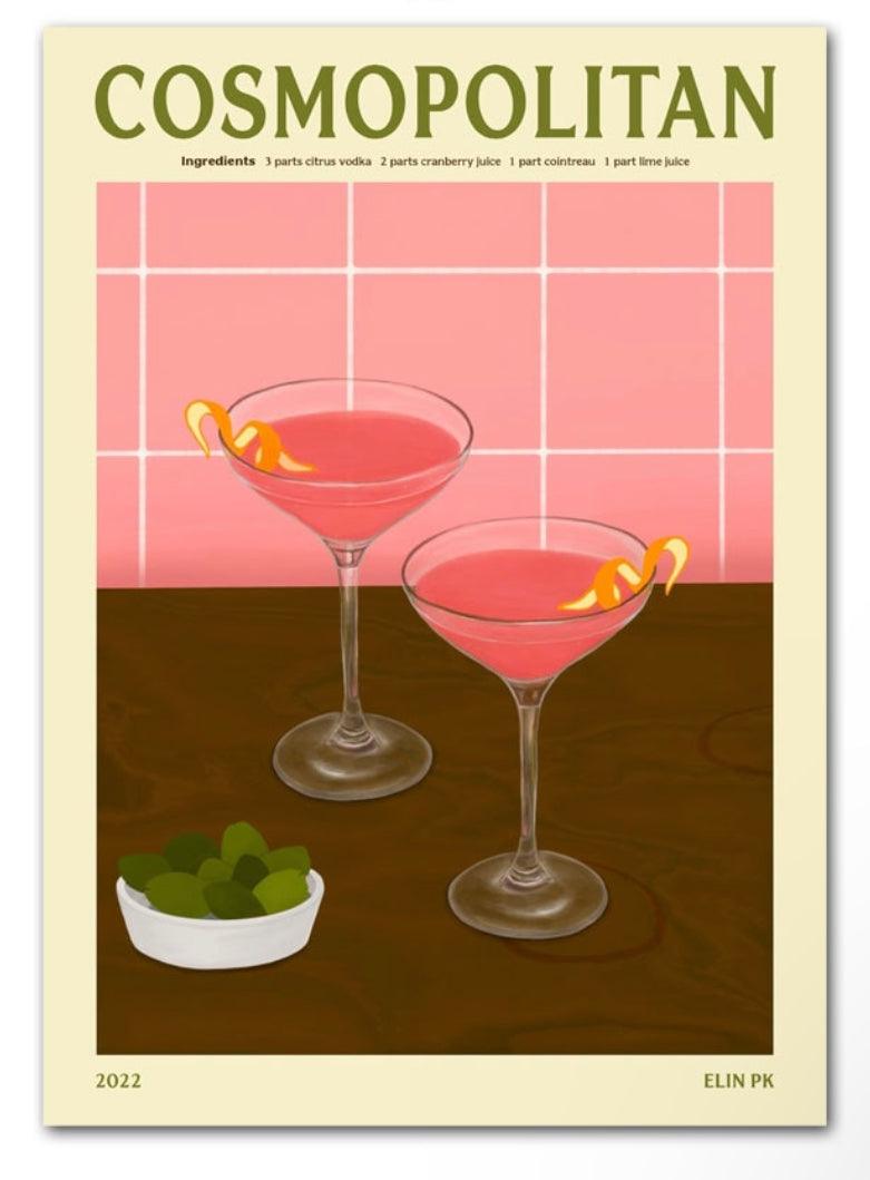 Cosmopolitan Bar Decor Cocktail Wall Art Poster - Aesthetic Wall Decor